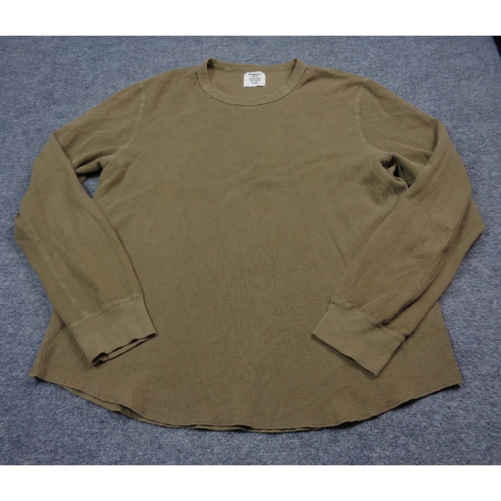 Buck Mason Vintage Thermal Surplus Tee Shirt Mens XL Long Sleeve Brown